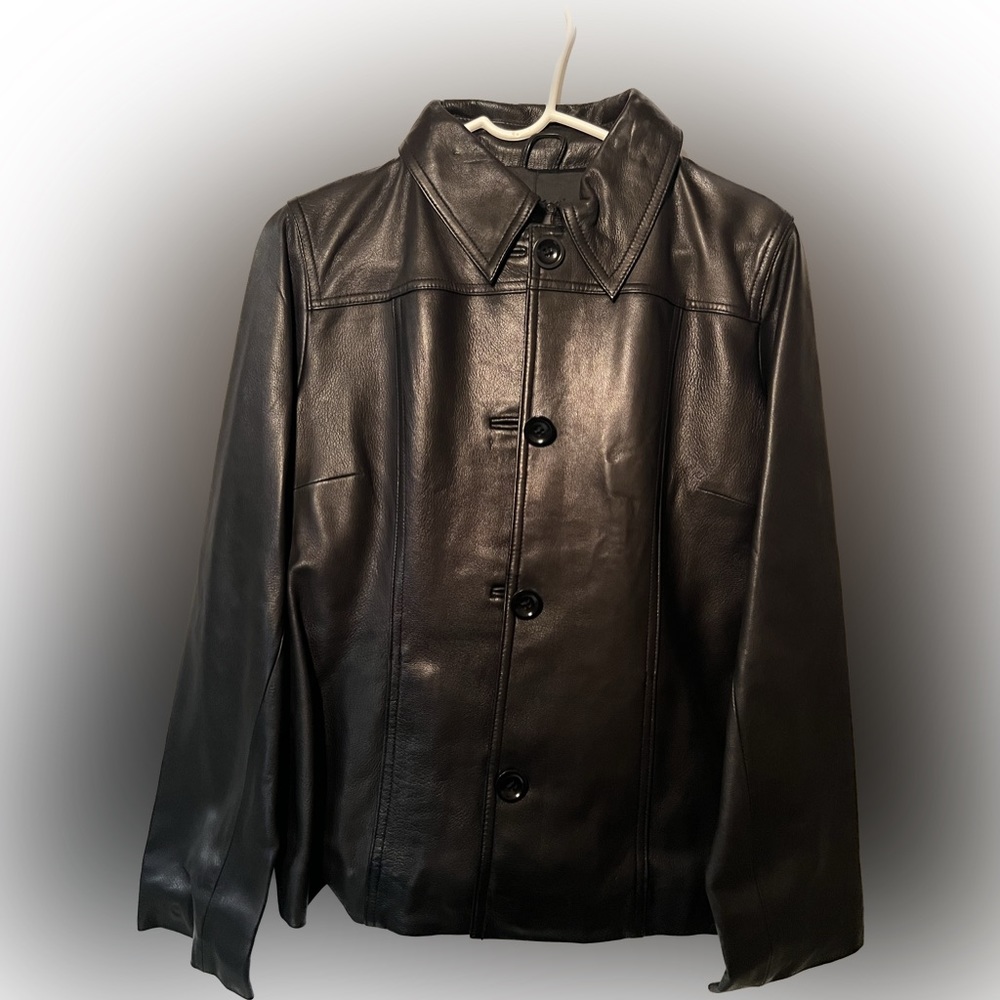 NWT Banana Republic women’s size M black leather jacket